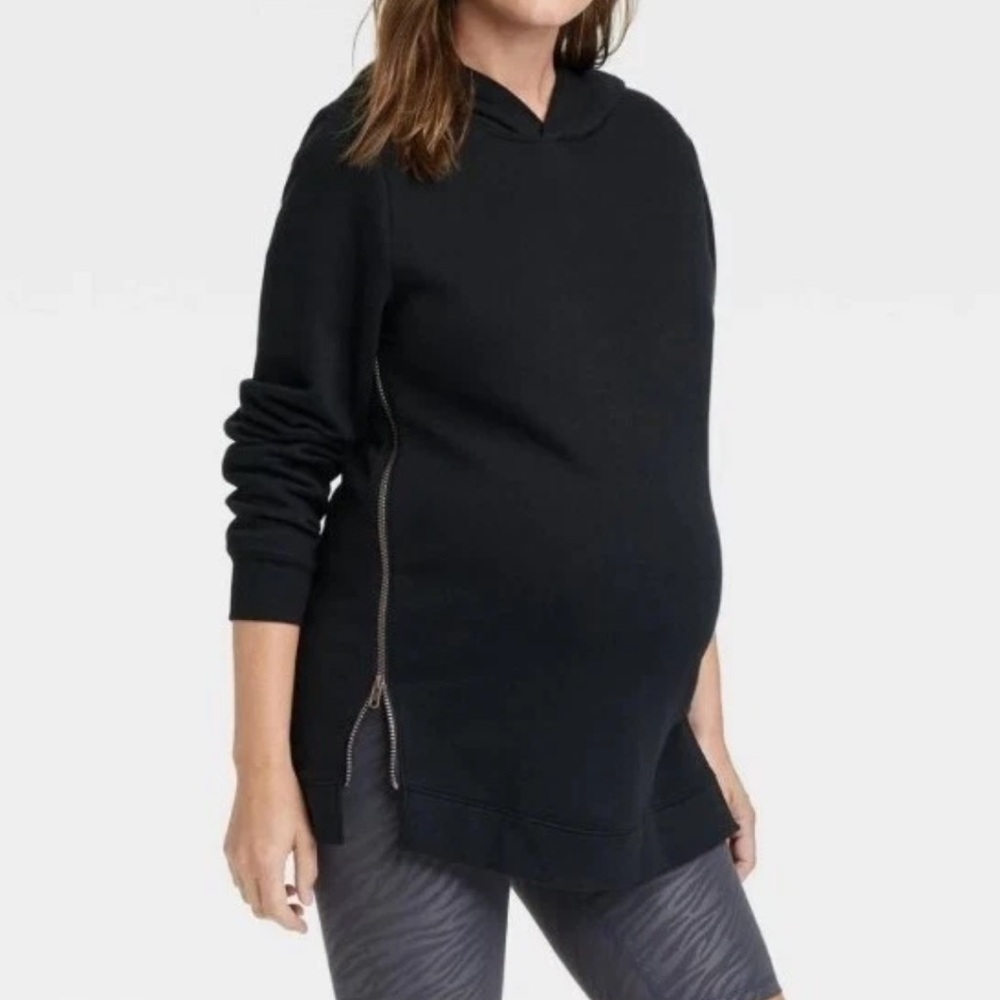Isabel Maternity Hoodie XS Ingrid & Isabel Black Zippered Sides Cotton Poly